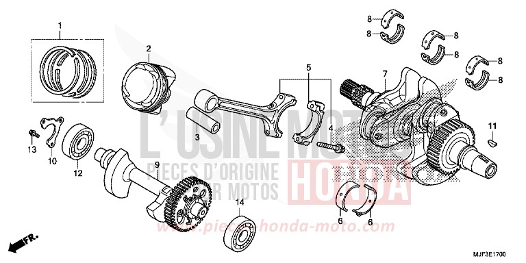 CRANKSHAFT/PISTON for CTX700 ABS PEARL FADELESS WHITE (NH341) from 2014